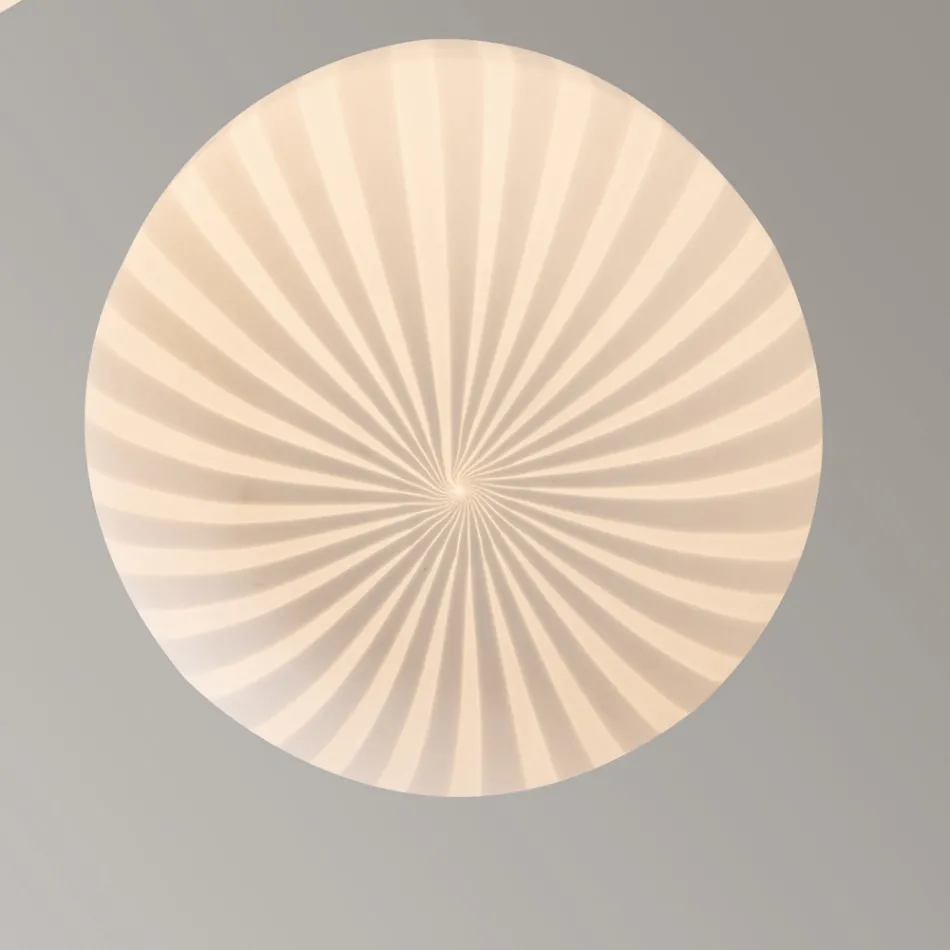 Candeeiro Suspenso Redondo Design em Vidro Filigrana Branco - Caravana Viadurini