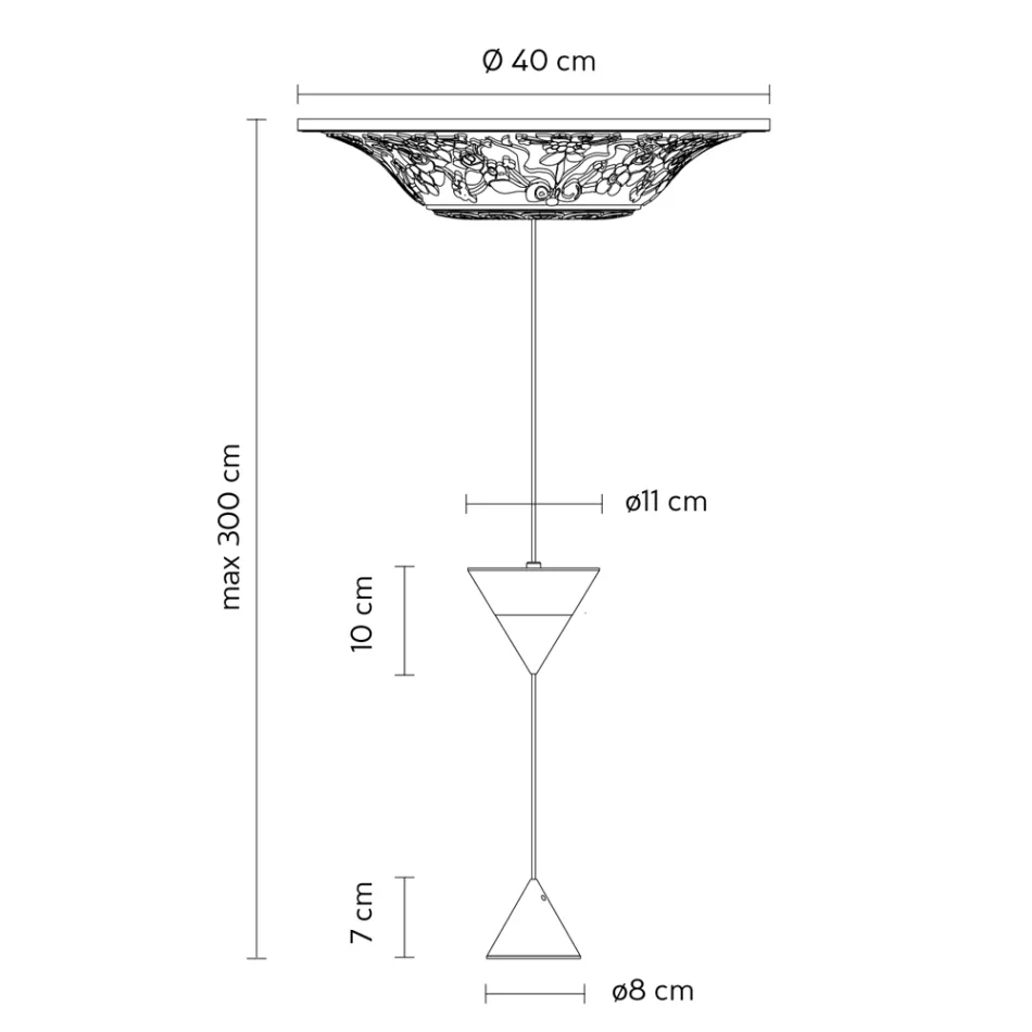 Lâmpada Suspensa Design em Gesso Branco e Alumínio Preto 2 Cones - Tesera Viadurini