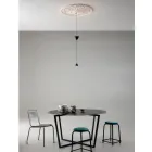 Lâmpada Suspensa Design em Gesso Branco e Alumínio Preto 2 Cones - Tesera Viadurini