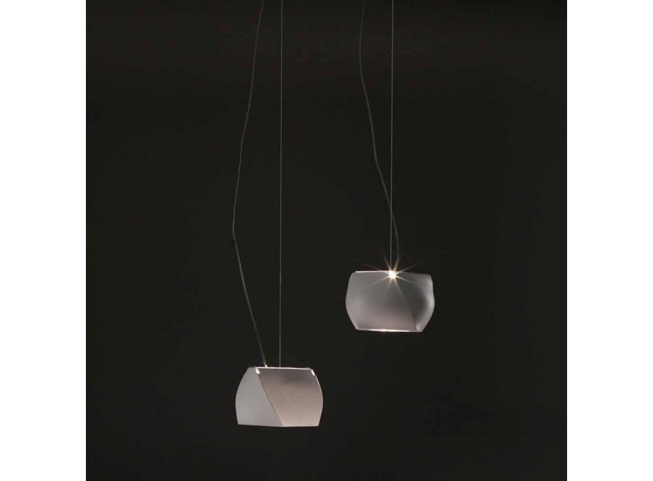 Lâmpada suspensa de design em metal e resina branca Made in Italy - Pequim Viadurini
