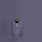 Lâmpada Suspensa Design em Metal e Vidro Transparente Made in Italy - Clizia Viadurini