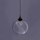 Lâmpada Suspensa Design em Metal e Vidro Transparente Made in Italy - Clizia Viadurini