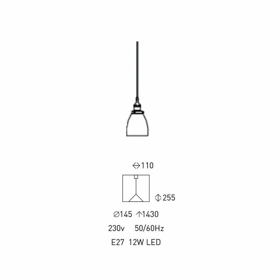 Lâmpada Suspensa Design em Metal e Vidro Transparente Made in Italy - Clizia Viadurini