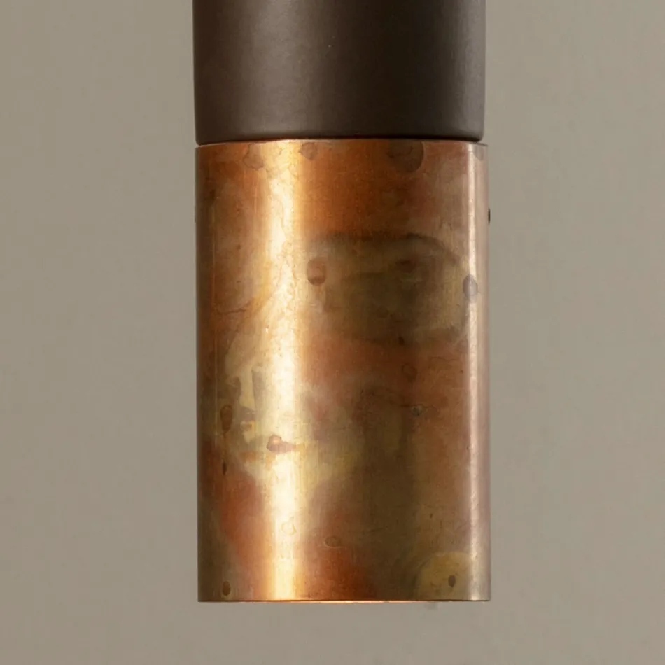 Lâmpada suspensa em cerâmica e cobre feita à mão na Itália - Toscot Match Viadurini