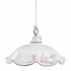 Lâmpada Suspensa em Ferro e Cerâmica Ondulada Decorada à Mão - Belluno Viadurini