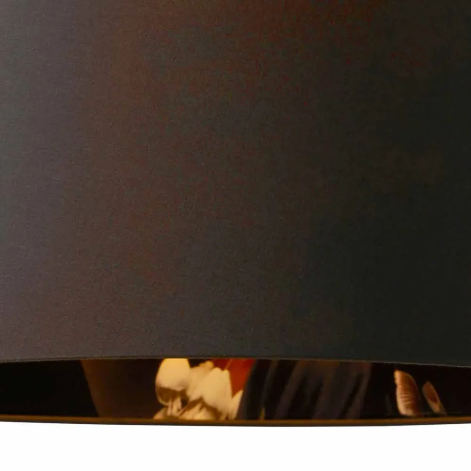 Lâmpada Suspensa em Linho Antracite com Desenho Interno Estampa 2 Tamanhos - Bramosia Viadurini