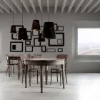 Lâmpada Suspensa em Linho Antracite com Desenho Interno Estampa 2 Tamanhos - Bramosia Viadurini