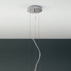 Lâmpada suspensa em vidro branco soprado e metal cromado - Illumina Viadurini