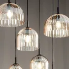 Lâmpada suspensa em vidro listrado soprado e metal pintado - Giuliano Viadurini