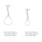 Lâmpada suspensa em vidro veneziano fundido à mão - balão Viadurini