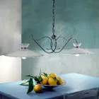 Lâmpada Suspensa Linear 2 Luzes Cerâmica Efeito Bordado Artesanal - Ravenna Viadurini