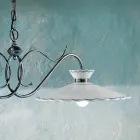 Lâmpada Suspensa Linear 2 Luzes Cerâmica Efeito Bordado Artesanal - Ravenna Viadurini