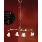 Lâmpada Suspensa Linear 4 Luzes em Ferro, Vidro e Cerâmica Rosas - Siena Viadurini