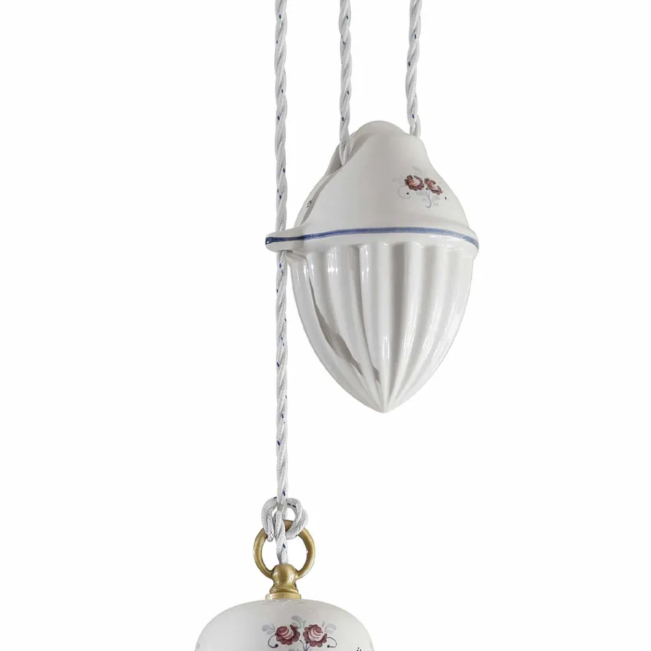 Candeeiro Suspenso Artesanal em Cerâmica e Ferro - Roma Viadurini