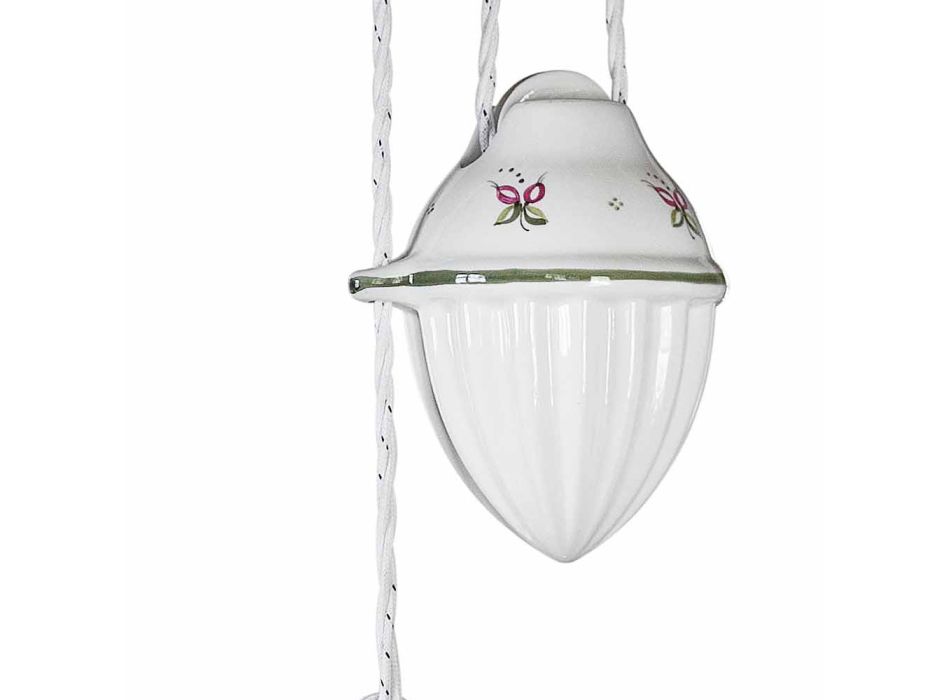 Lâmpada suspensa para cima e para baixo em cerâmica ondulada decorada à mão - Belluno Viadurini