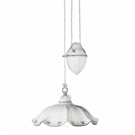 Lâmpada suspensa para cima e para baixo em cerâmica ondulada decorada à mão - Belluno Viadurini