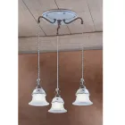 Candeeiro Suspenso Redondo em Ferro, Vidro, Cerâmica Pintada à Mão - Ferrara Viadurini