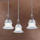 Candeeiro Suspenso Redondo em Ferro, Vidro, Cerâmica Pintada à Mão - Ferrara Viadurini