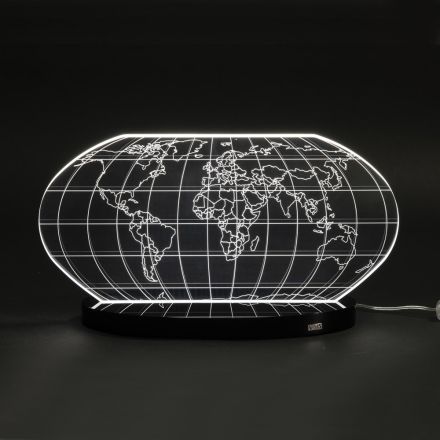 Candeeiro de mesa Led Planisphere em cristal acrílico gravado a laser - Rihanna Viadurini