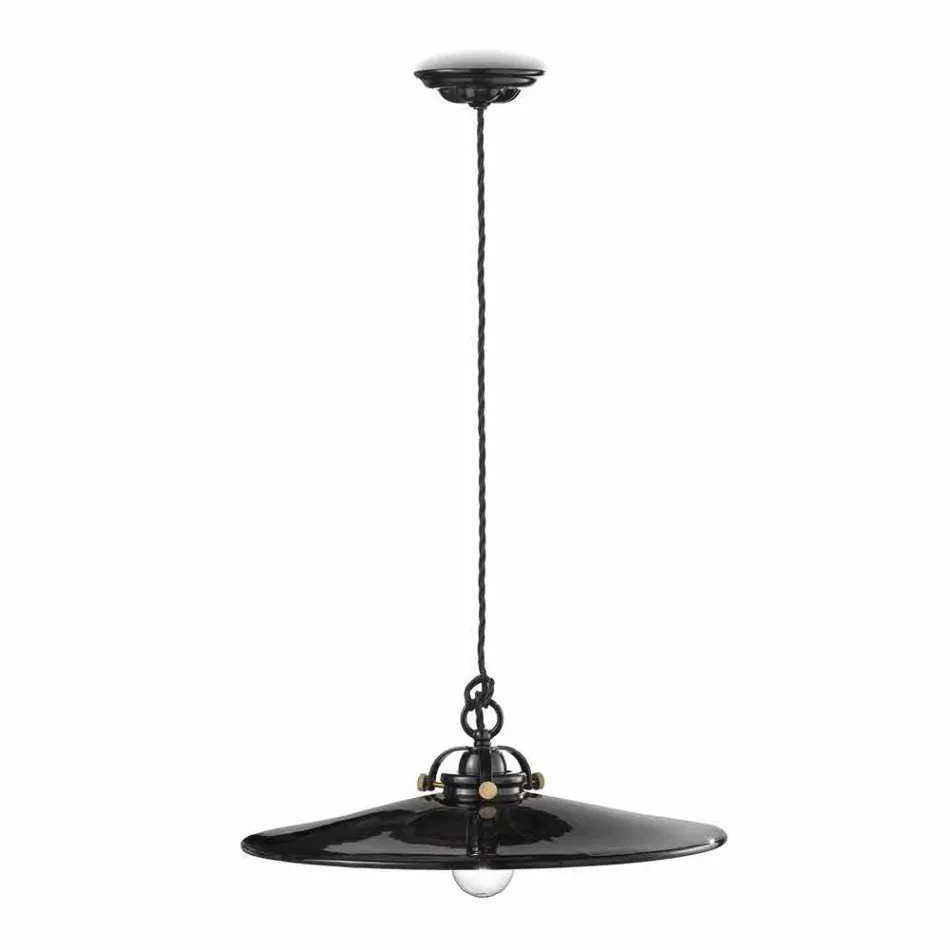 Lâmpada vintage em suspensão cerâmica polida e parafusos dourados Betty Viadurini