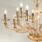 Candelabro Clássico 12 Luzes em Vidro Rigaton Feito à Mão e Metal Dourado - Fievole Viadurini