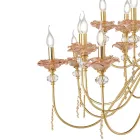 Candelabro Clássico de 12 Luzes em Vidro, Cristal e Metal Luxo - Flandres Viadurini