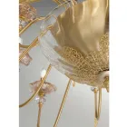 Candelabro Clássico de 12 Luzes em Vidro, Cristal e Metal Luxo - Flandres Viadurini