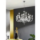 Candelabro Clássico 12 Luzes em Vidro Transparente Feito à Mão Italiano - Rapallo Viadurini
