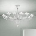 Candelabro 12 Luzes em Vidro Veneza Branco e Metal Cromado - Ismail