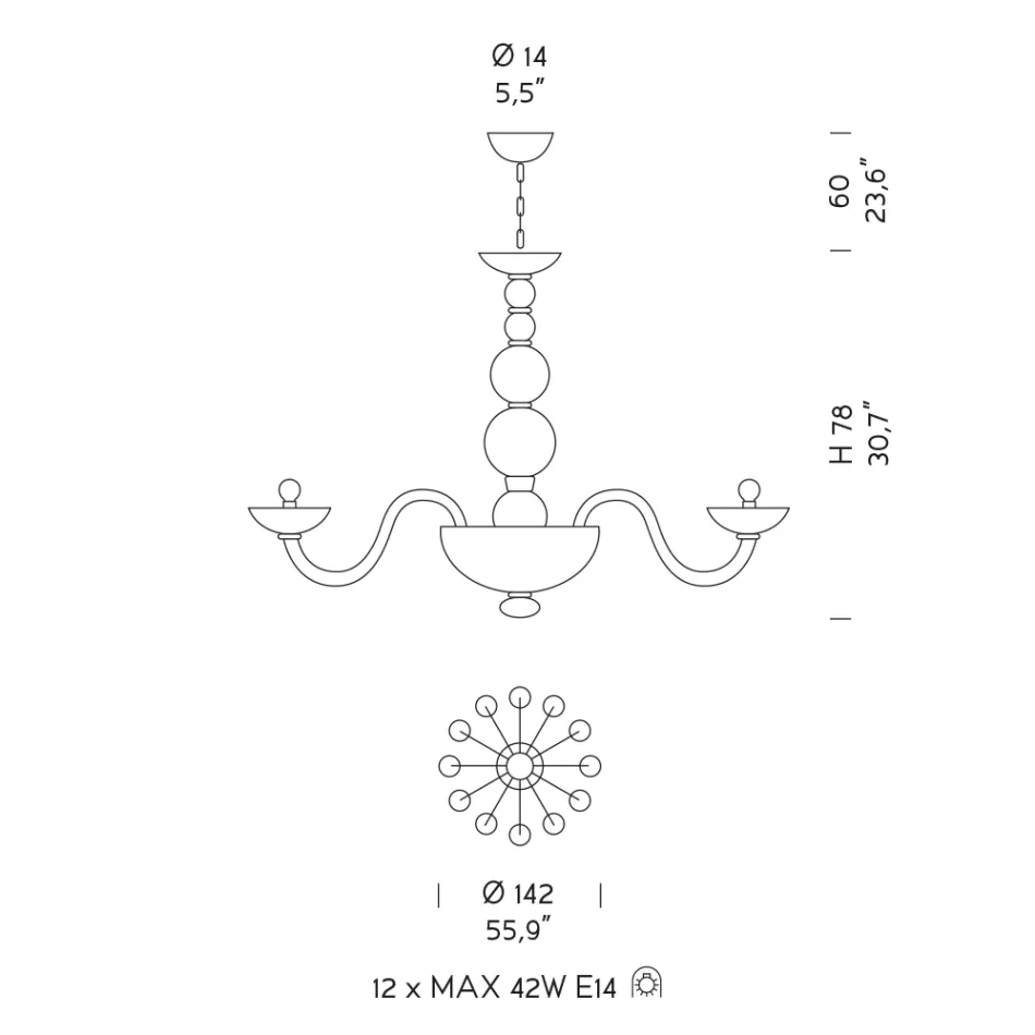 Candelabro 12 Luzes em Veneza Vidro e Metal Made in Italy - Foscarino Viadurini