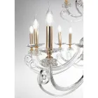 Candelabro de 12 Luzes em Vidro Soprado e Cristal de Luxo Clássico - Cassea Viadurini