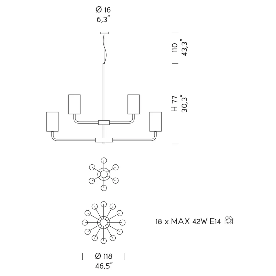 Candelabro de vidro veneziano artesanal de 18 luzes feito na Itália - Graham Viadurini