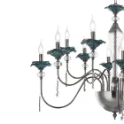 Candelabro Clássico de 18 Luzes em Vidro, Cristal e Metal Luxo - Flandres Viadurini