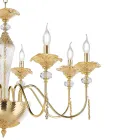 Candelabro Clássico de 24 Luzes em Vidro, Cristal e Metal Luxo - Flandres Viadurini