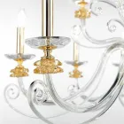 Lustre 24 Luzes em Vidro Soprado e Cristal de Luxo Clássico - Cassea Viadurini