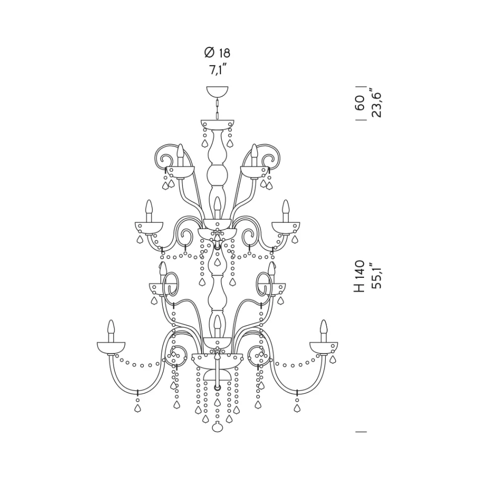 Candelabro 27 Luzes em Vidro Veneziano Feito à Mão na Itália - Florentino Viadurini