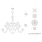 Candelabro Artesanal 28 Luzes em Vidro Veneziano Azul e Metal - Foscarino Viadurini