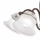 Candelabro 3 ou 5 Luzes em Ferro, Cerâmica Pintada à Mão e Vidro - Ferrara Viadurini