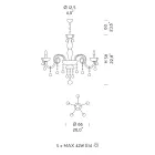 Candelabro de 5 luzes em vidro veneziano e metal clássico - estilo florentino Viadurini