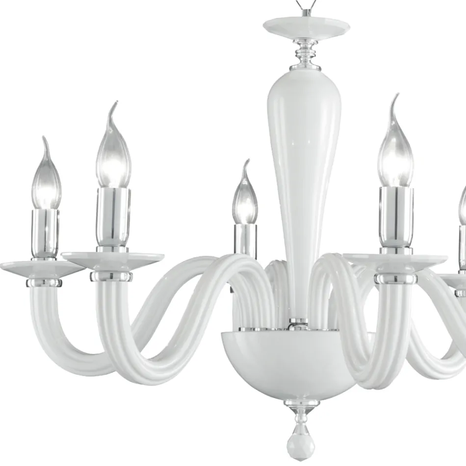 Candelabro Clássico 6 Luzes em Vidro Transparente Feito à Mão Italiano - Rapallo Viadurini