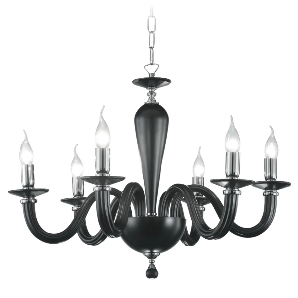 Candelabro Clássico 6 Luzes em Vidro Transparente Feito à Mão Italiano - Rapallo Viadurini