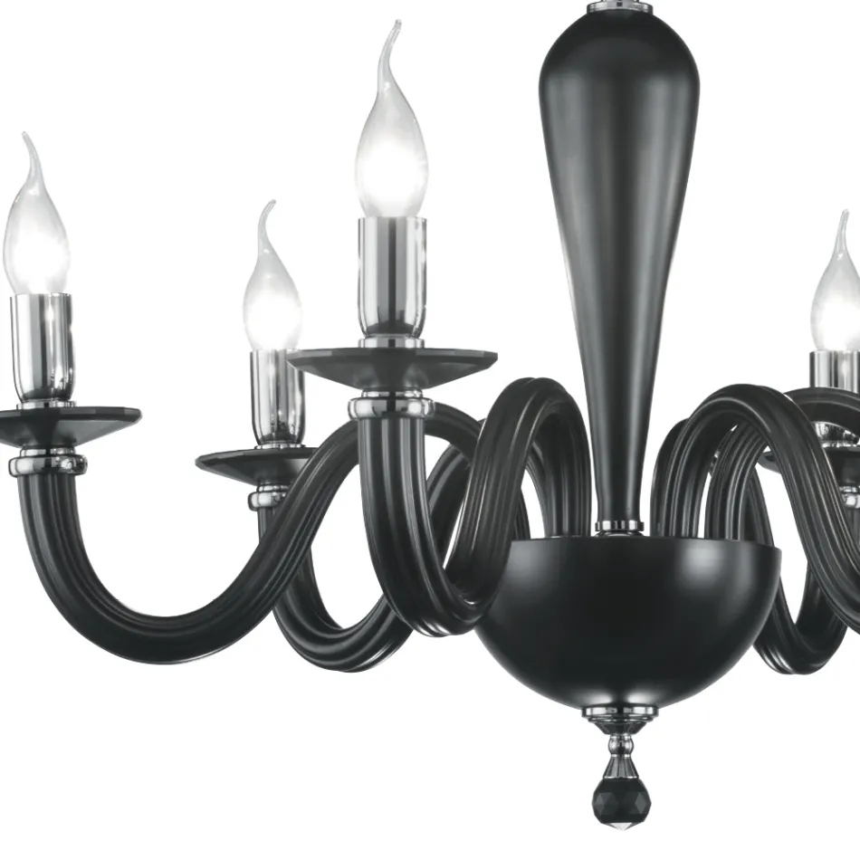 Candelabro Clássico 6 Luzes em Vidro Transparente Feito à Mão Italiano - Rapallo Viadurini