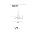 Candelabro Clássico 6 Luzes em Vidro Transparente Feito à Mão Italiano - Rapallo Viadurini