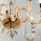 Lustre 6 Luzes Clássico Italiano Vidro Âmbar Feito à Mão - Similo Viadurini