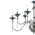 Candelabro Clássico de 8 Luzes em Vidro, Cristal e Metal Luxo - Flandres Viadurini