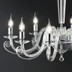 Clássico 8 Luzes Candelabro Italiano Artesanal Vidro e Cristal - Malásia Viadurini