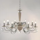Clássico 8 Luzes Candelabro Italiano Artesanal Vidro e Cristal - Malásia Viadurini