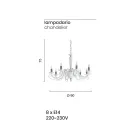 Clássico 8 Luzes Candelabro Italiano Artesanal Vidro e Cristal - Malásia Viadurini