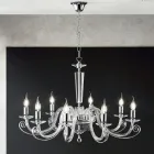 Clássico 8 Luzes Candelabro Italiano Artesanal Vidro e Cristal - Malásia Viadurini