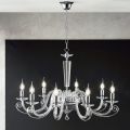 Clássico 8 Luzes Candelabro Italiano Artesanal Vidro e Cristal - Malásia